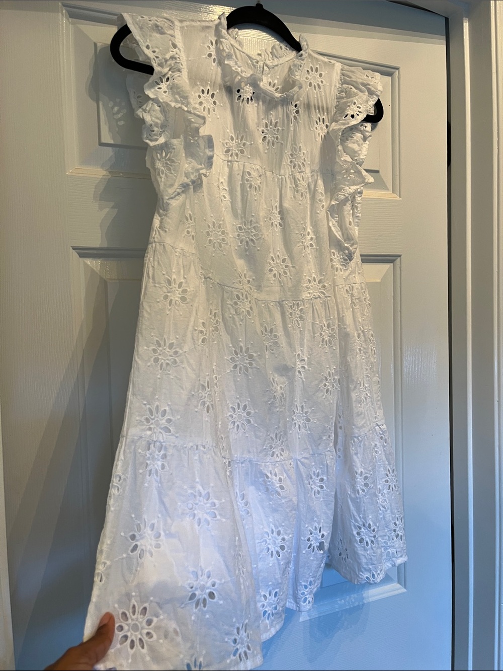 Entro White Eyelet Ruffle Mini Dress Medium - Picture 2 of 16